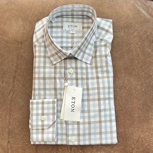 Mens ETON medium dress shirt, 40 slim. Never worn. New with tags.